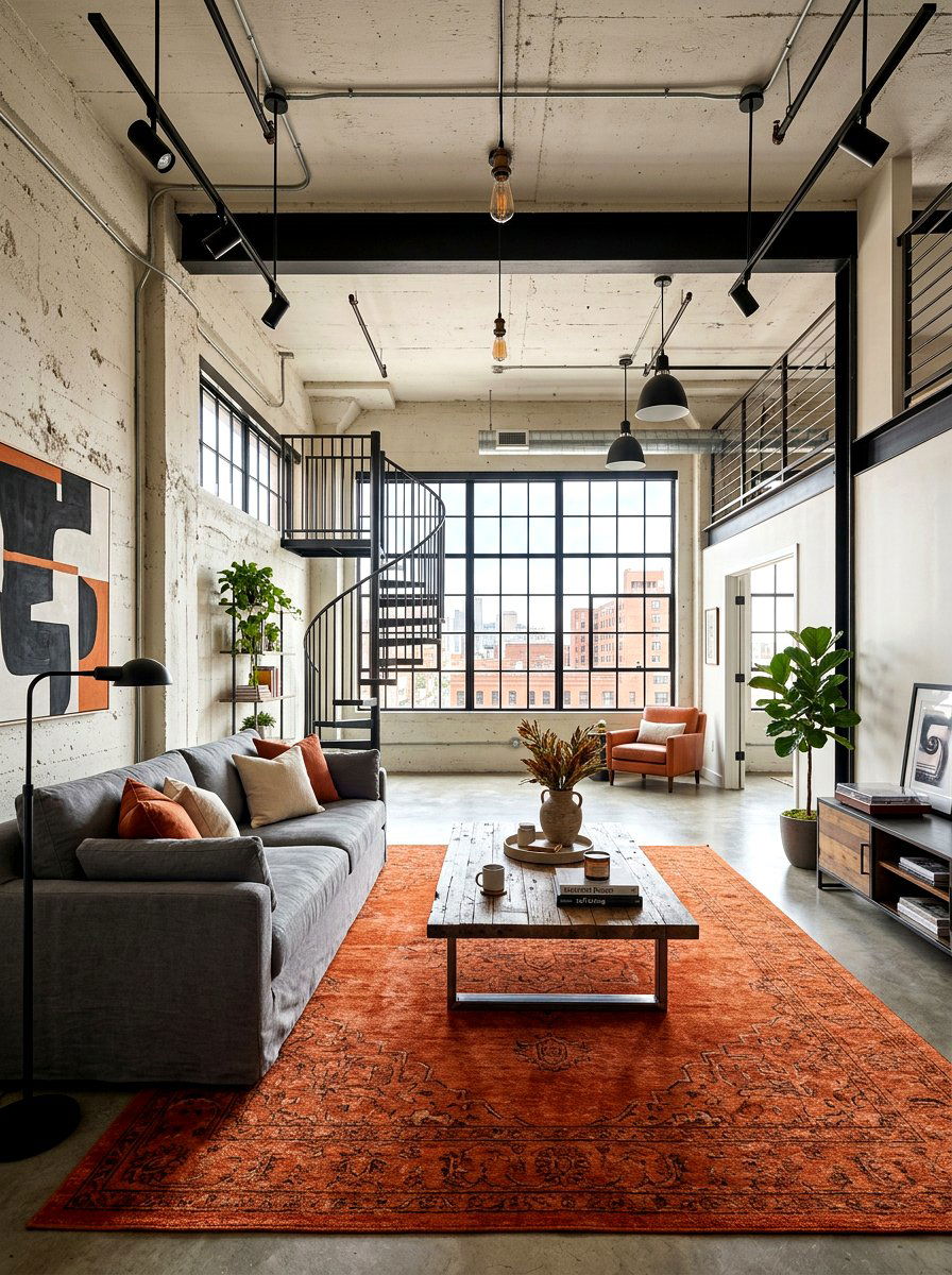Burnt orange industrial living room - 30 burnt orange living room ideas