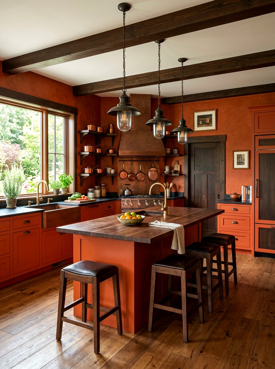 Burnt orange kitchen - 30 color drenched kitchen ideas