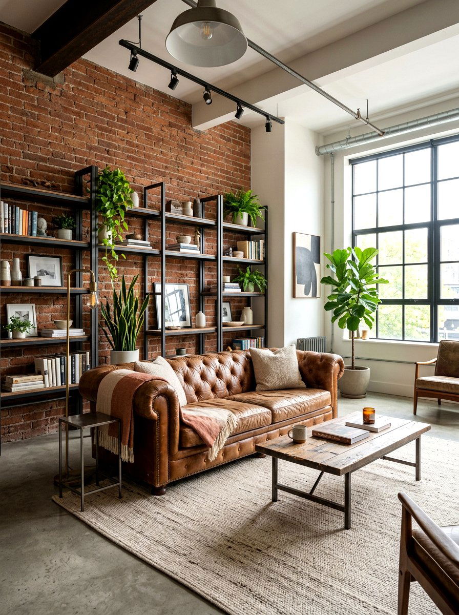Burnt orange leather sofa - 30 burnt orange living room ideas