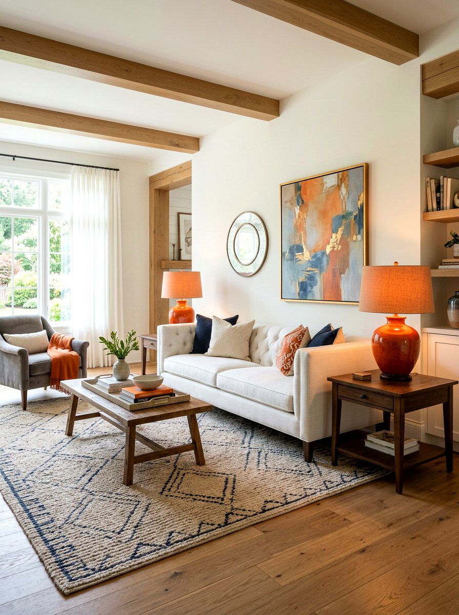 Burnt orange lighting - 30 burnt orange living room ideas