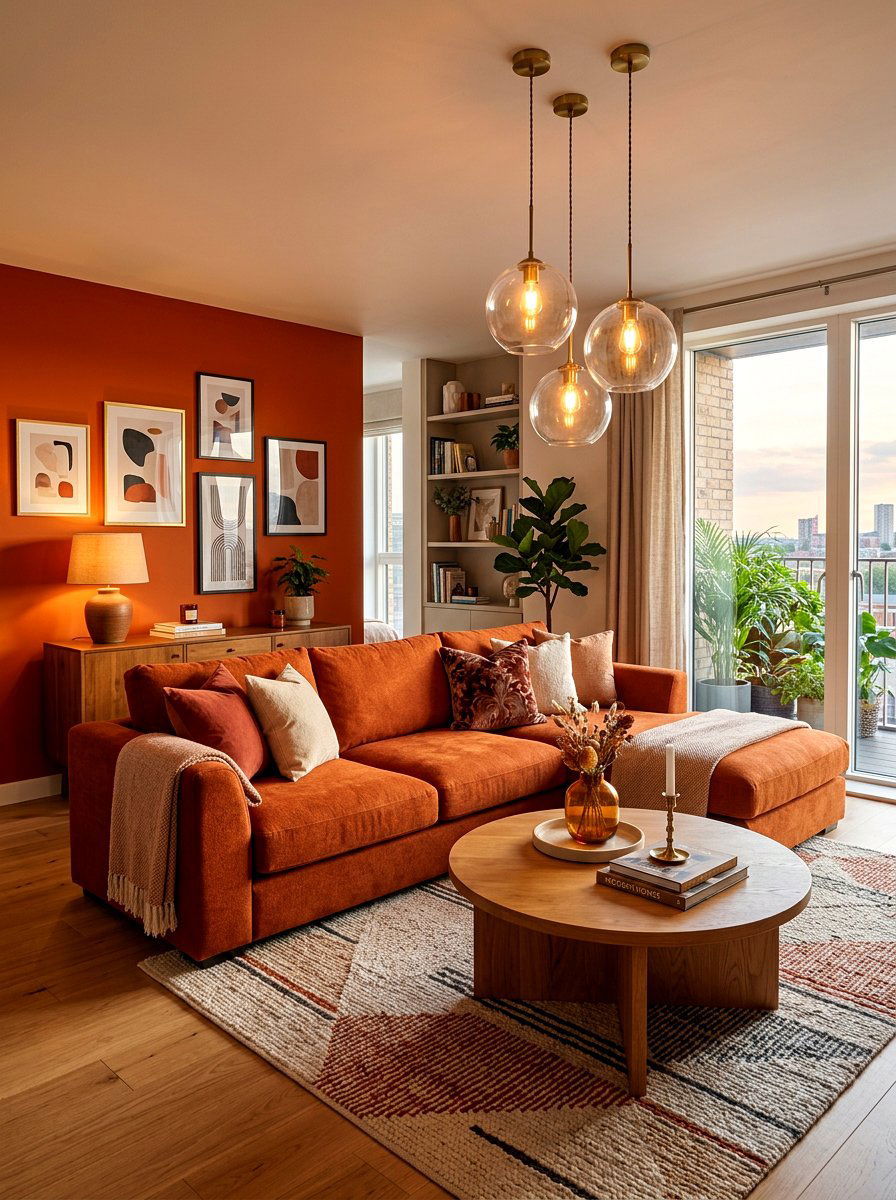 Burnt orange living room - 30 seventies living room ideas