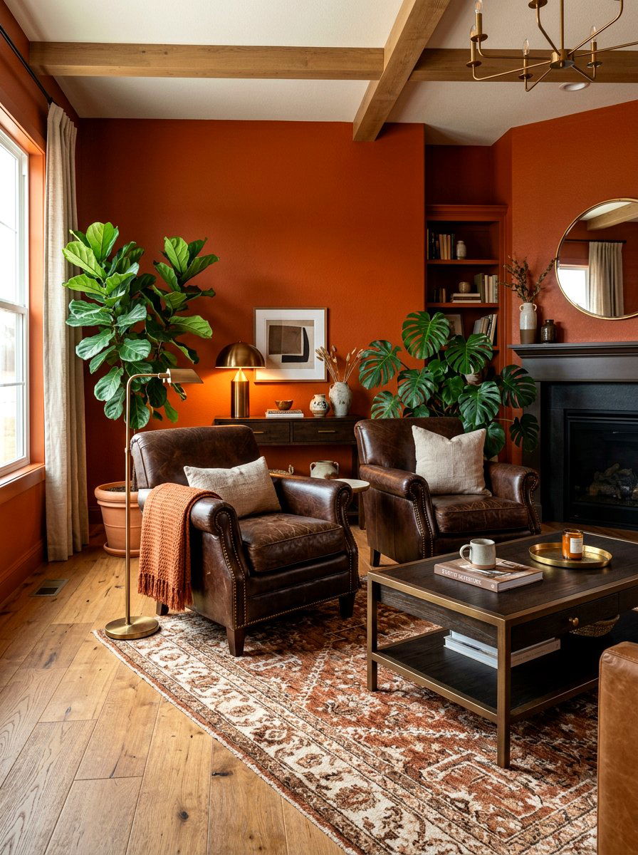 Burnt orange living room - 30 moody fall living room ideas