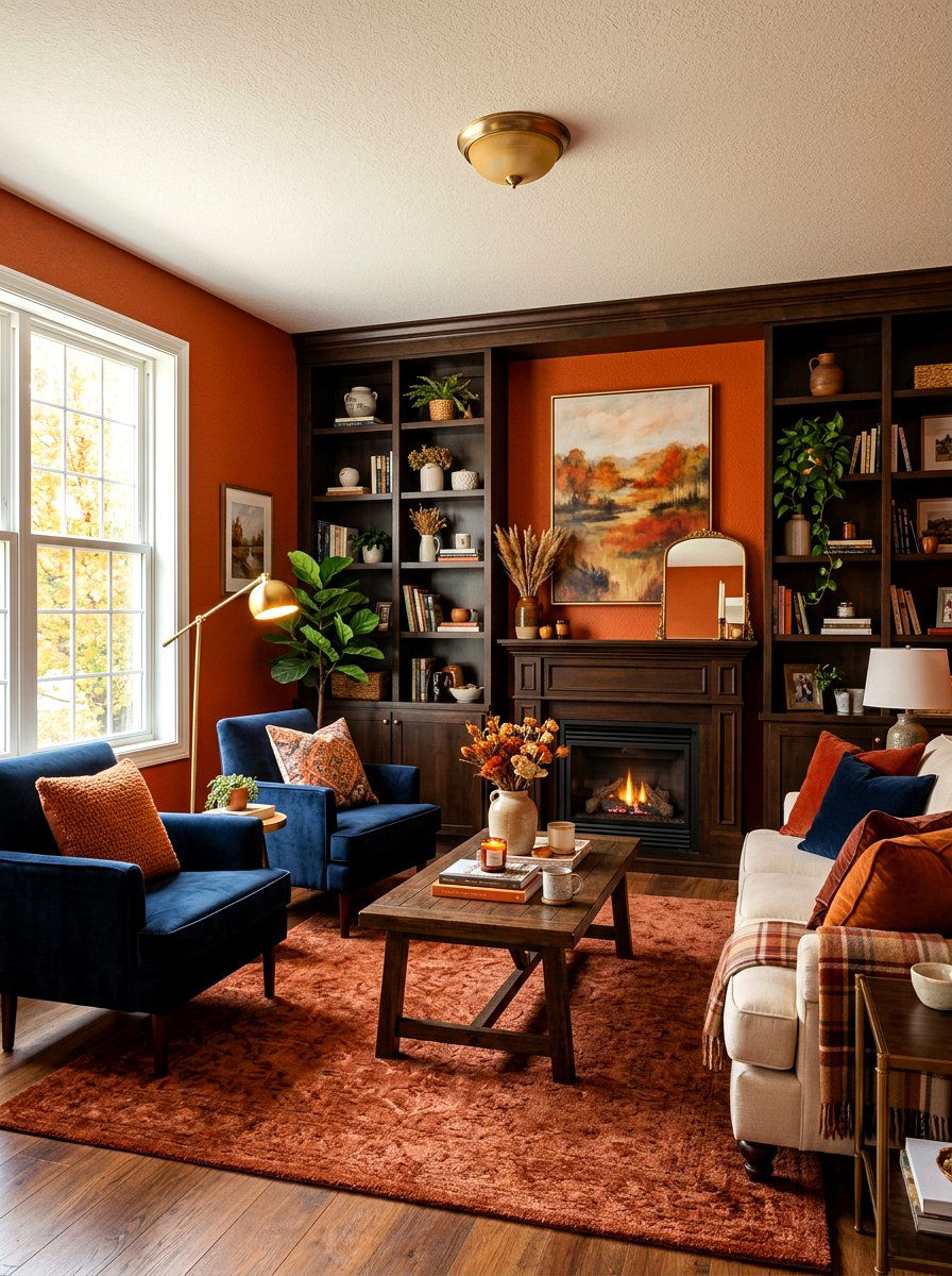 Burnt orange living room - 30 earth tone living space ideas