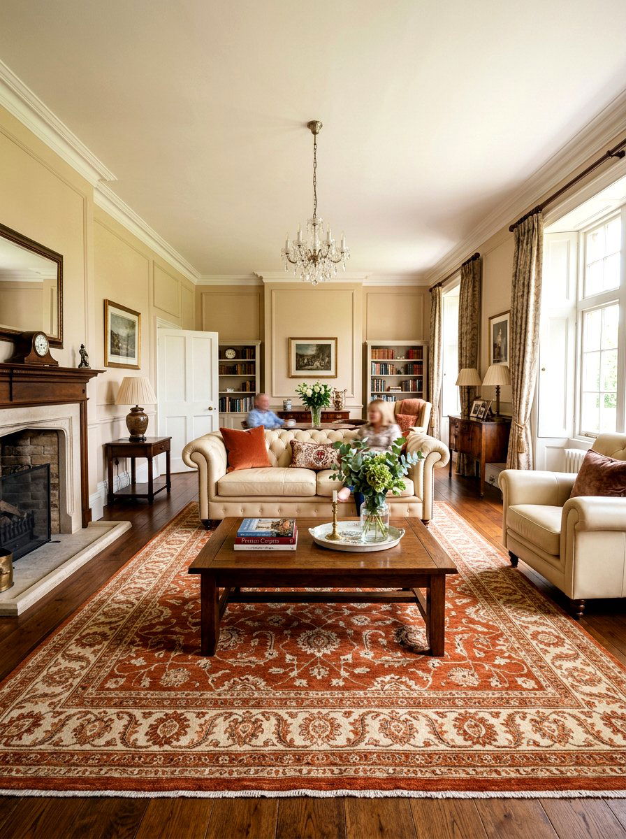 Burnt orange rug - 30 burnt orange living room ideas