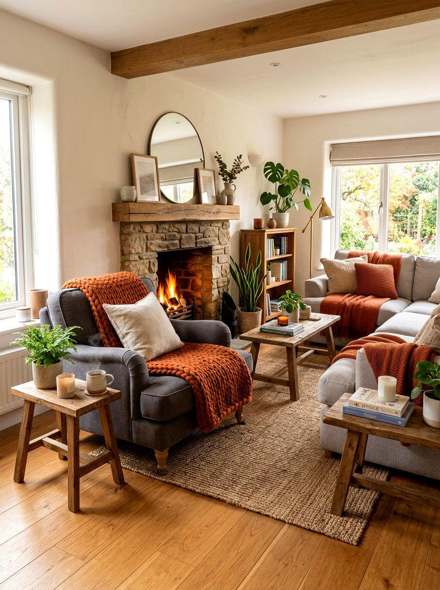 Burnt orange throw blankets - 30 burnt orange living room ideas