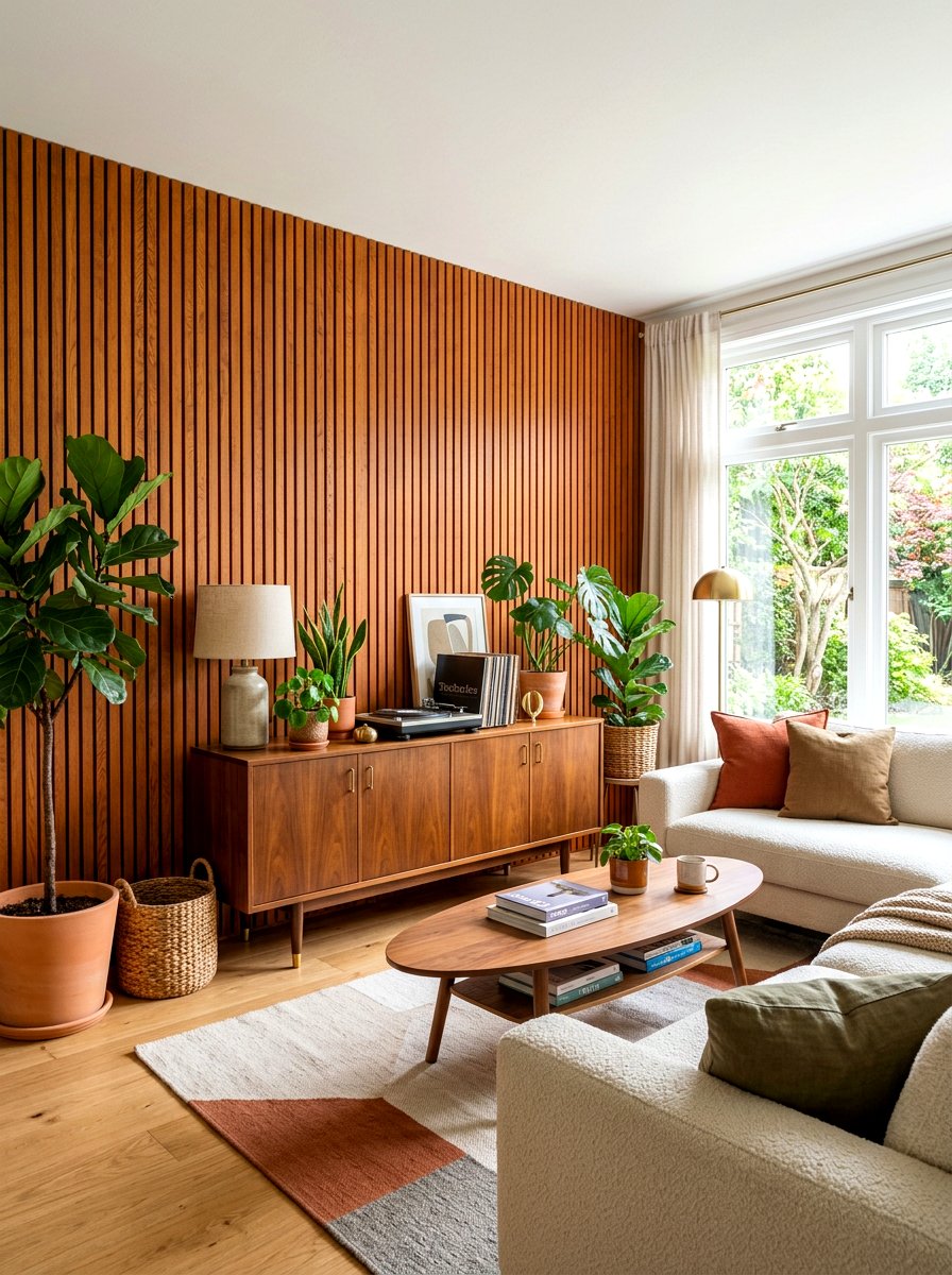 Burnt orange wood paneling - 30 burnt orange living room ideas