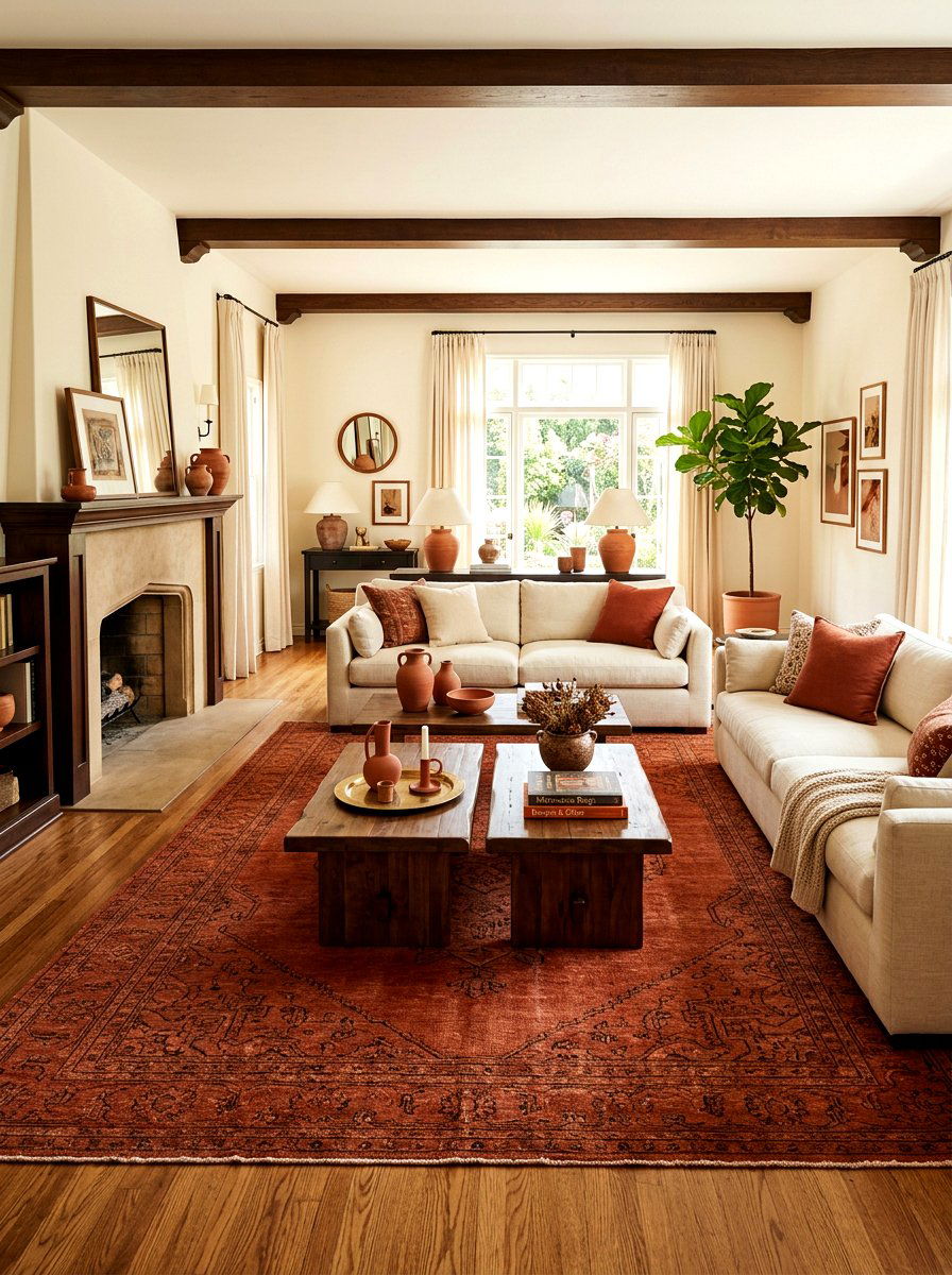 Burnt sienna rug - 30 sunset palette decor ideas