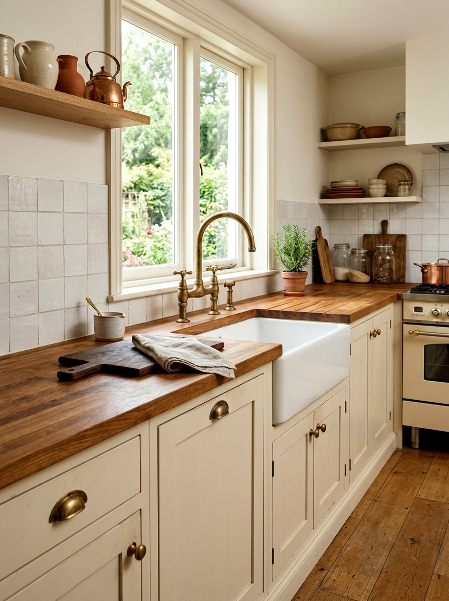 Butcher Block Brass Accents - 30 unlacquered brass kitchen ideas