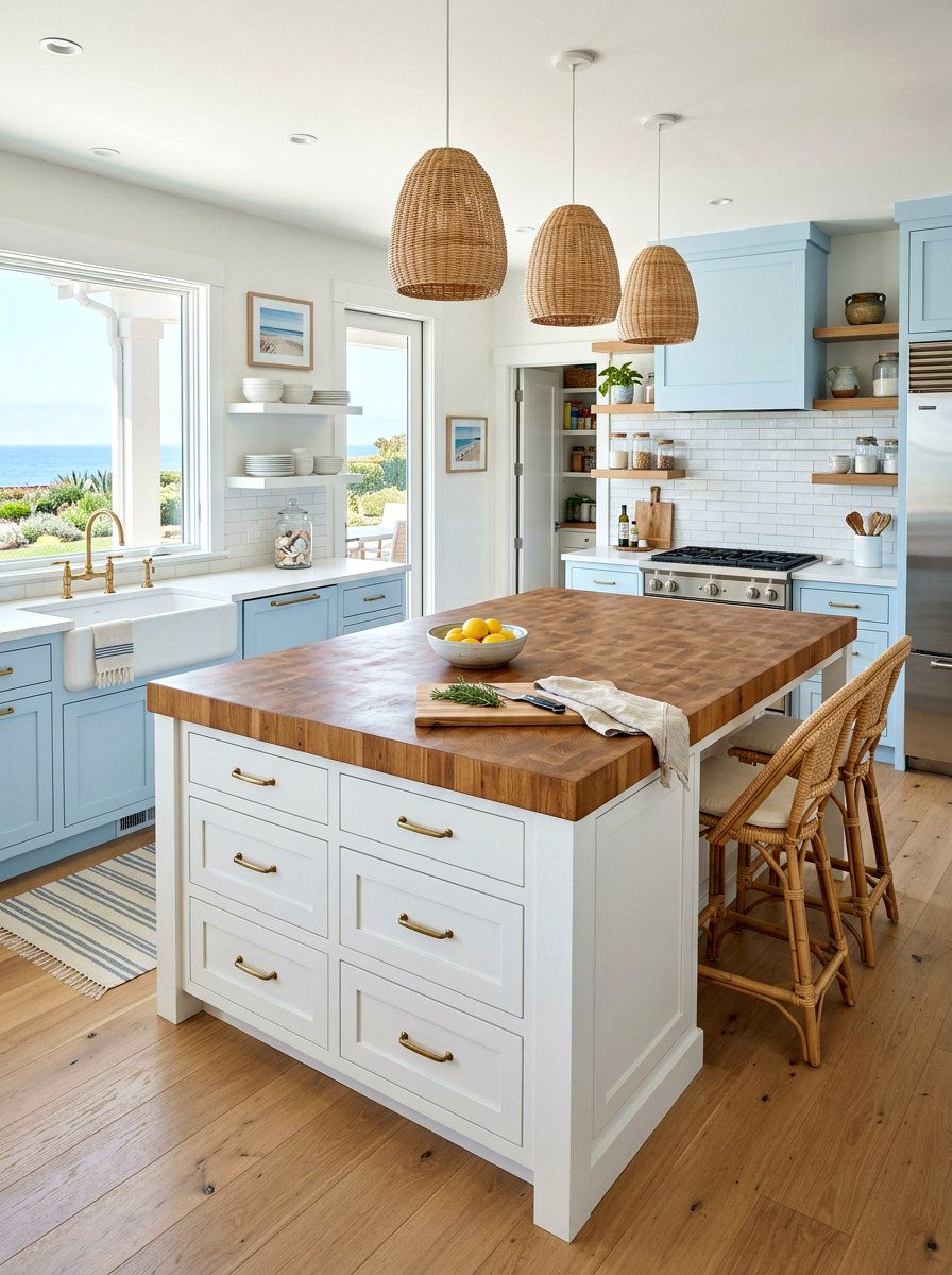 Butcher Block Coastal Kitchen - 30 coastal kitchen ideas
