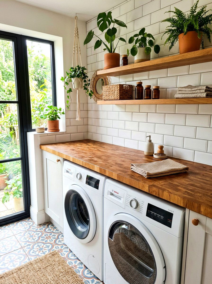 Butcher Block Countertop - 30 small utility room ideas