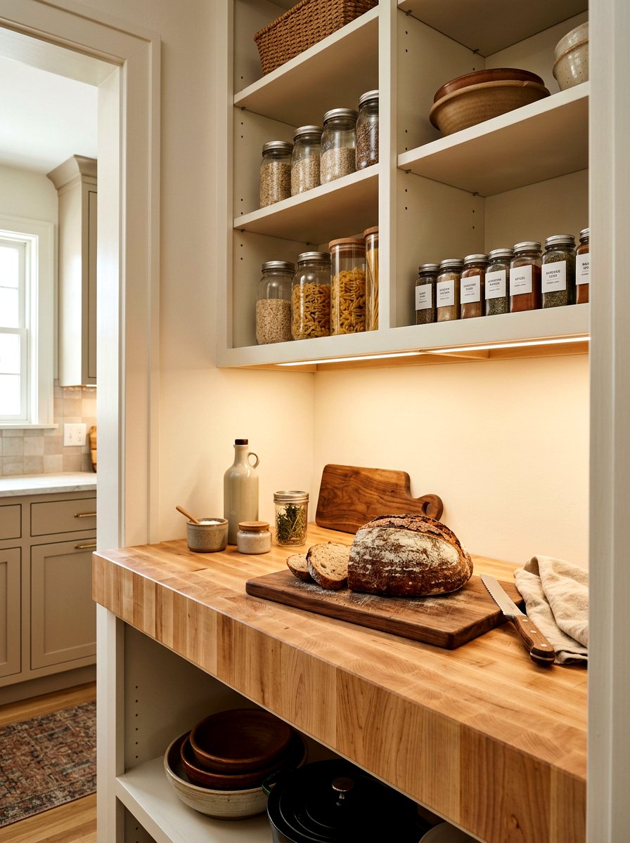 Butcher Block Countertop - 30 breakfast pantry ideas