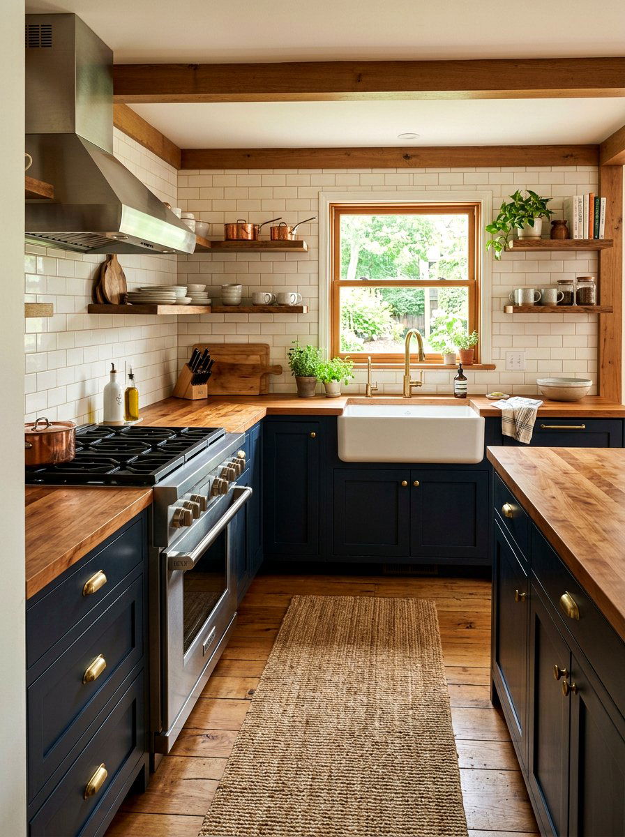 Butcher Block Countertops - 30 vintage farmhouse kitchen ideas