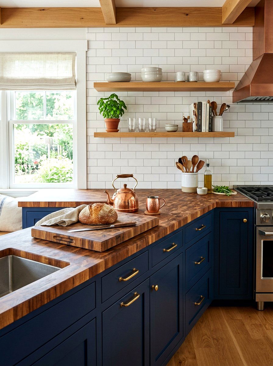 Butcher Block Countertops - 30 vintage cottage kitchen ideas