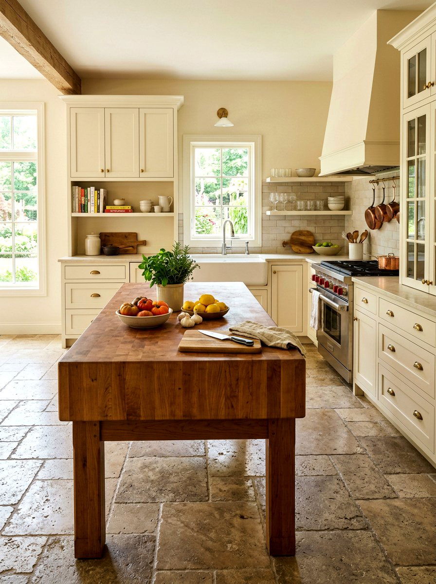 Butcher Block Island Kitchen - 30 vintage kitchen ideas