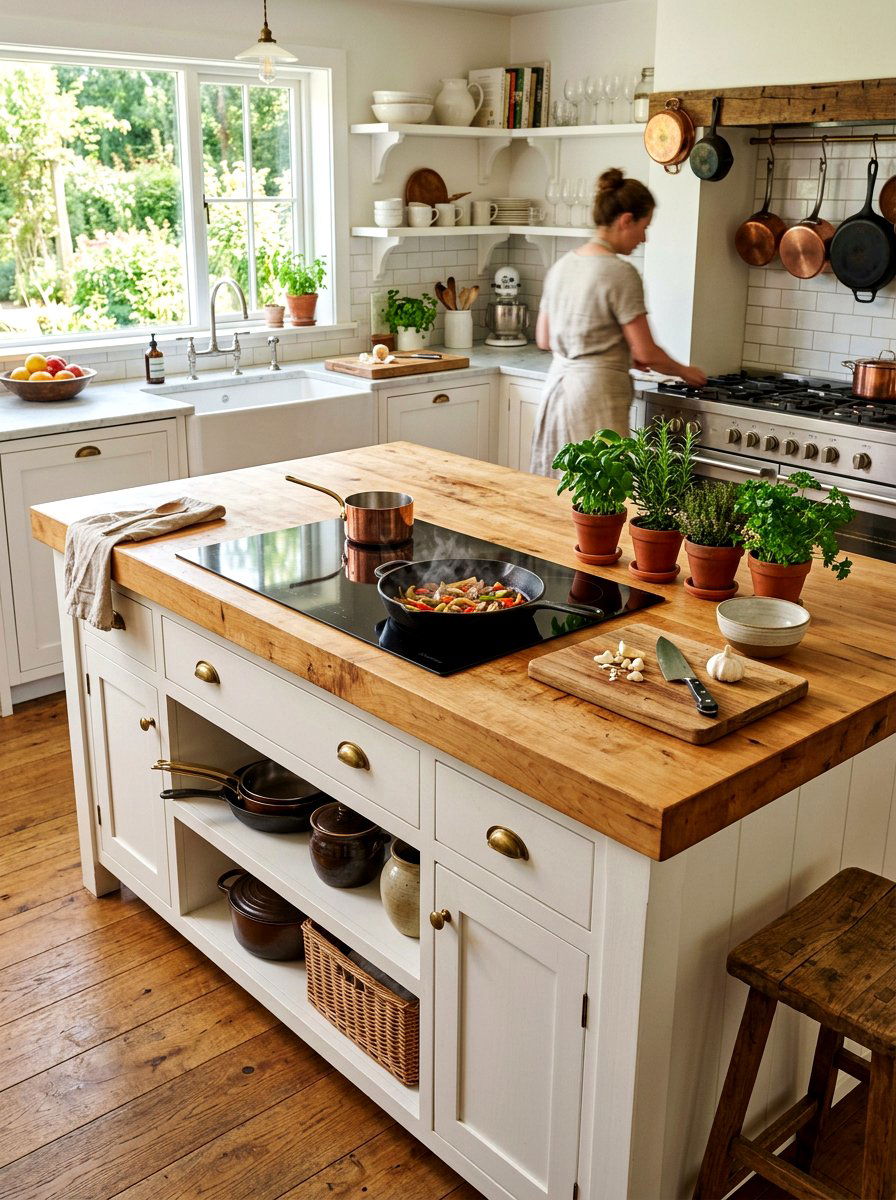 Butcher Block Island With Induction Hob - 30 kitchen island with cooktop ideas
