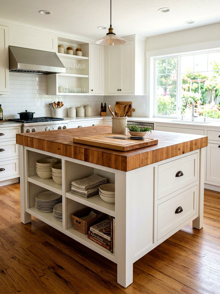 Butcher Block Kitchen Island - 30 eco friendly kitchen ideas