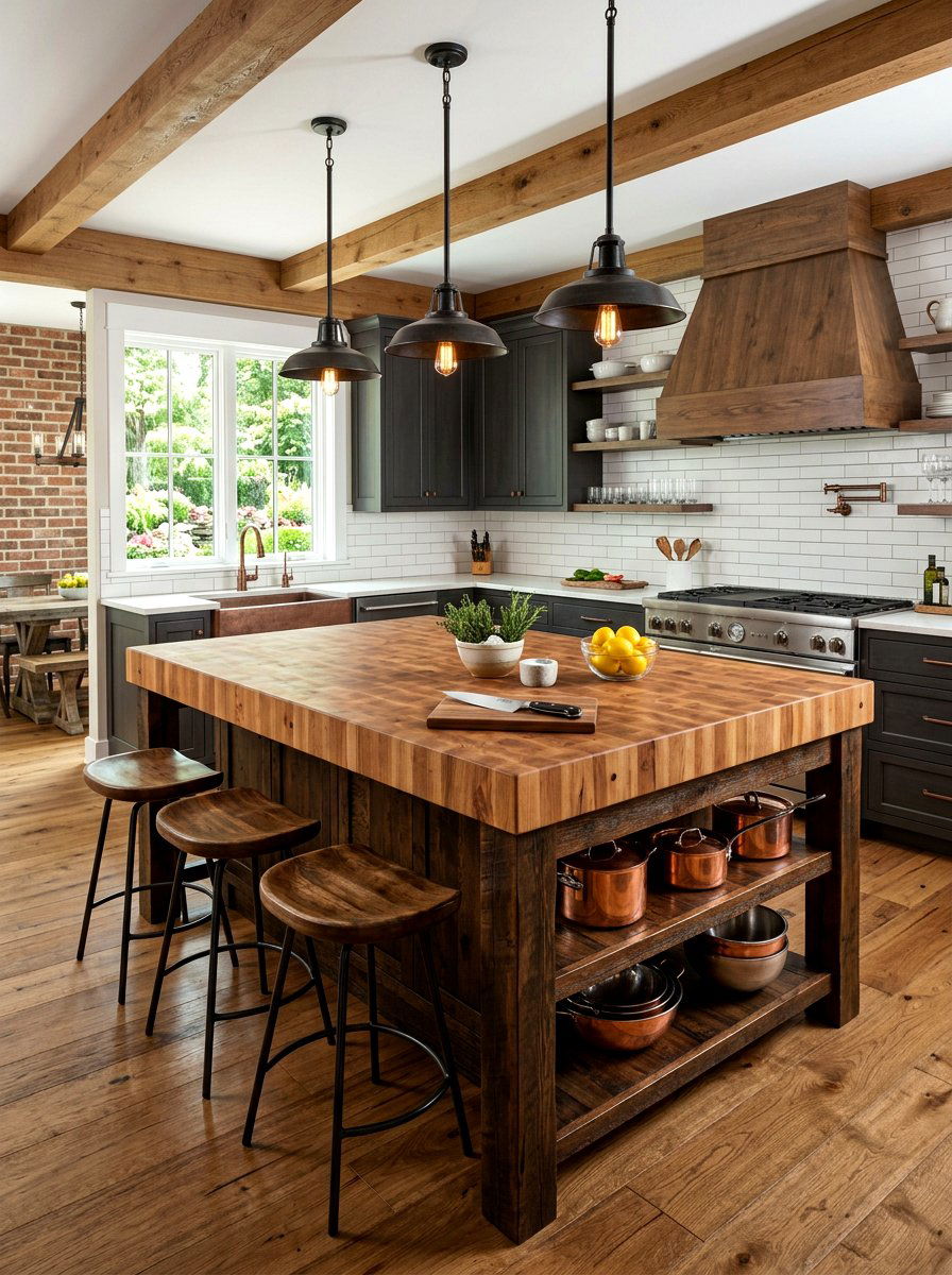 Butcher Block Kitchen Island - 30 English cottage kitchen ideas