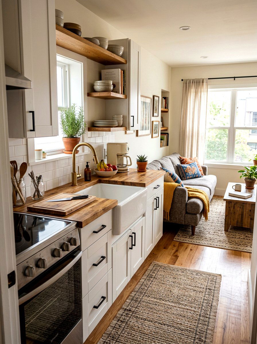Butcher Block Kitchenette - 30 studio kitchenette ideas