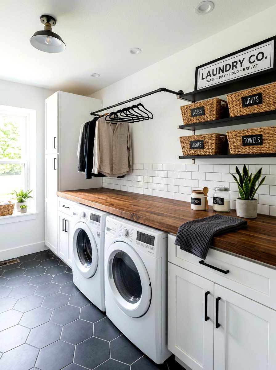 Butcher Block Laundry Station - 30 laundry closet ideas