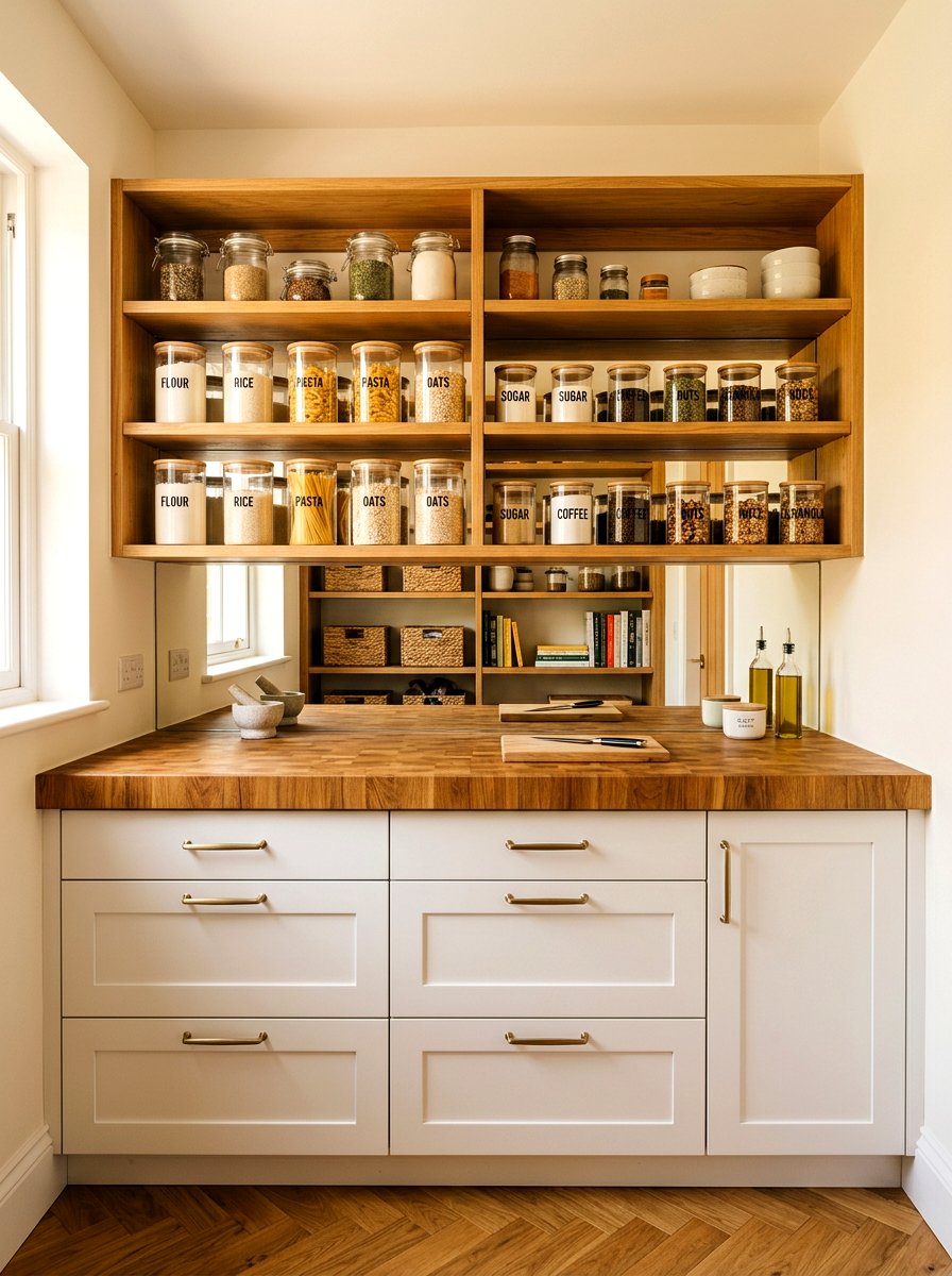 Butcher Block Pantry Counter - 30 farmhouse pantry ideas