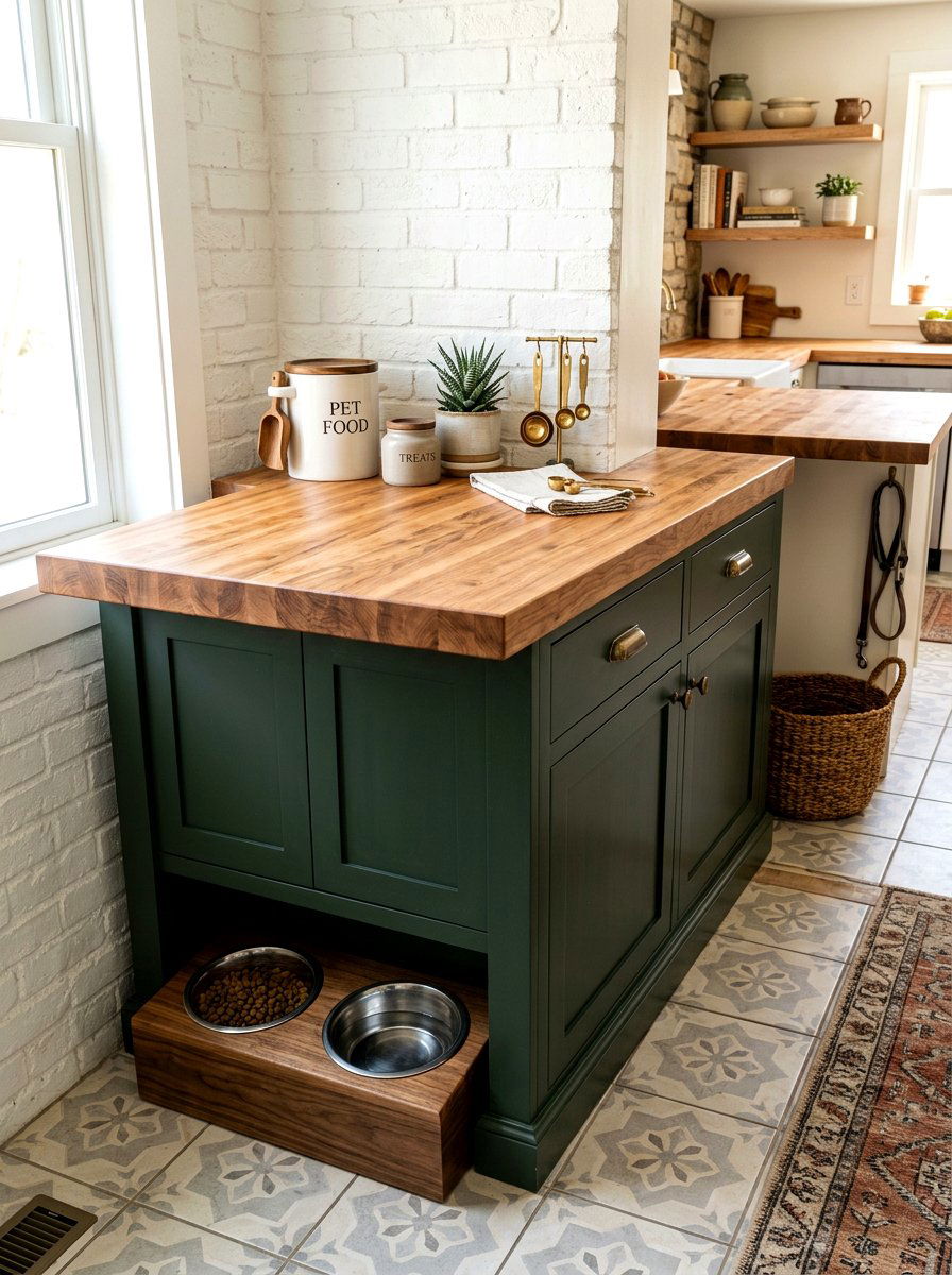 Butcher Block Pet Station Top - 30 aesthetic pet station kitchen ideas