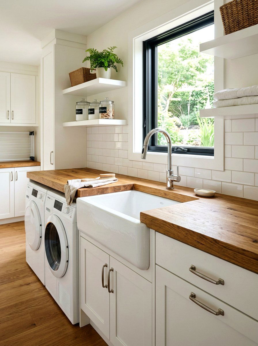 Butcher Block Sink Setup - 30 laundry room sink ideas