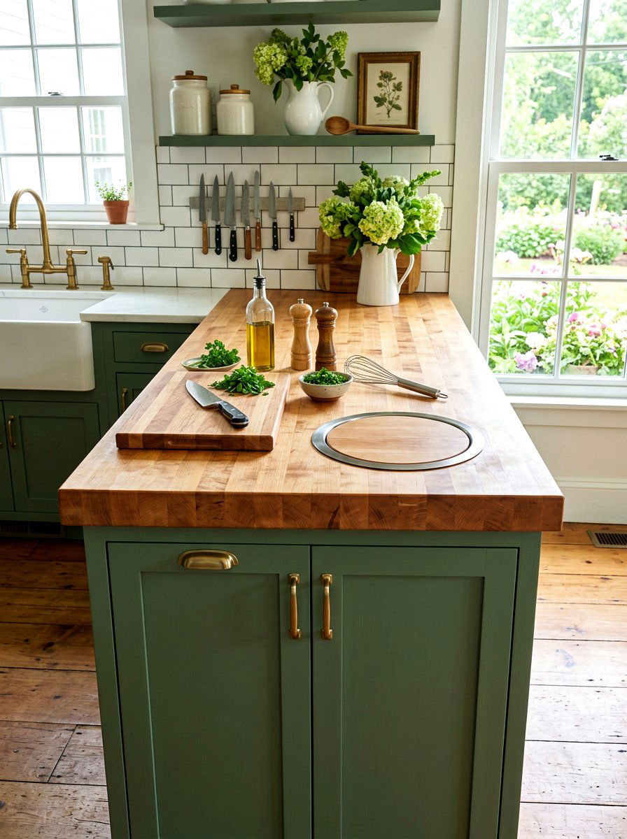 Butcher Block Trash Hole - 30 kitchen trash pull out ideas
