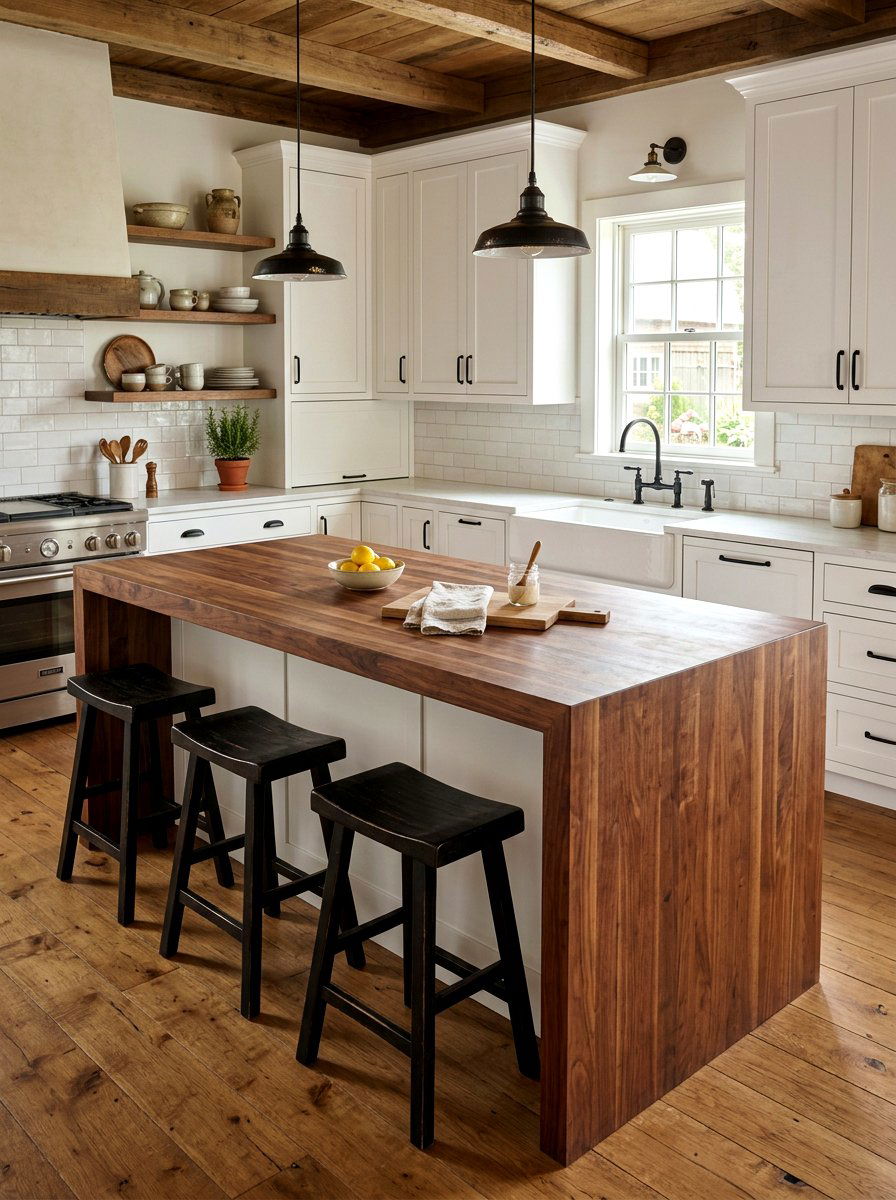 30 Waterfall Island Seating Ideas for a Luxury Kitchen Gather