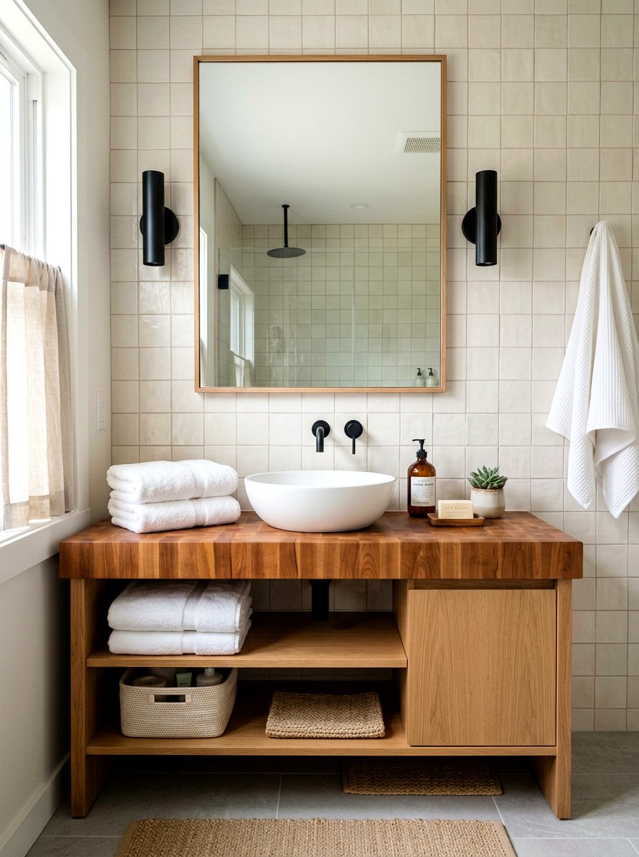 Butcher block bathroom vanity top - 30 butcher block countertop ideas