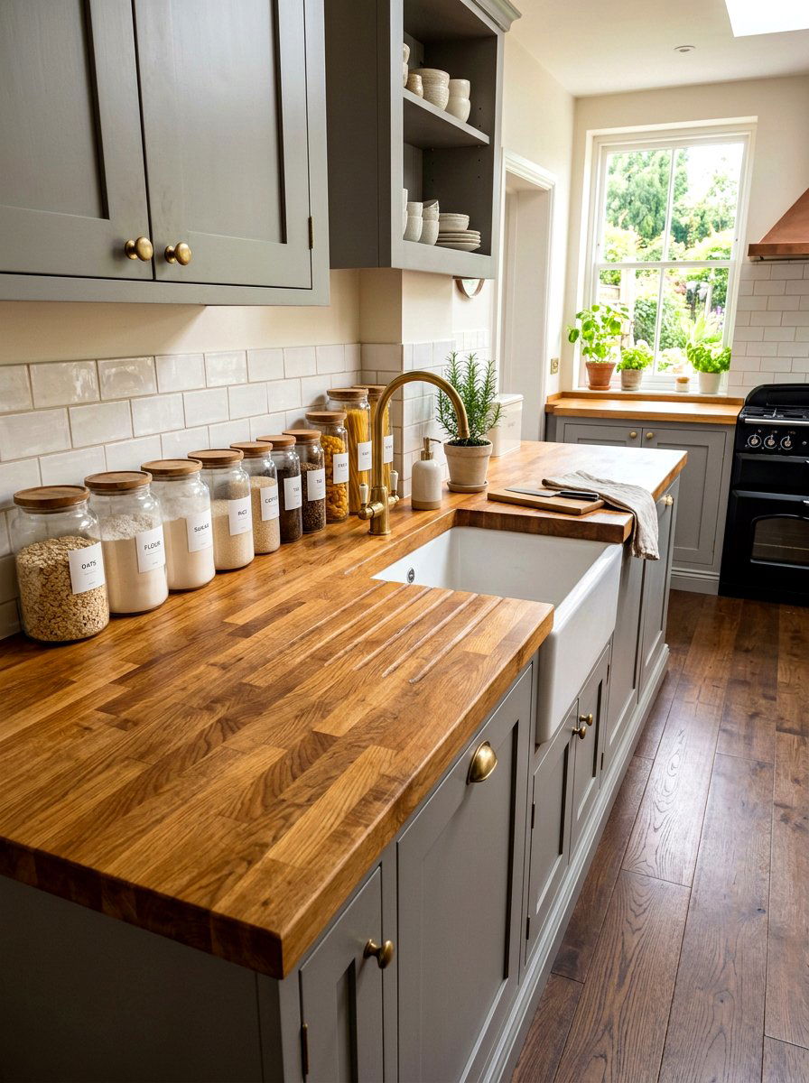Butcher block countertop - 30 utility room ideas