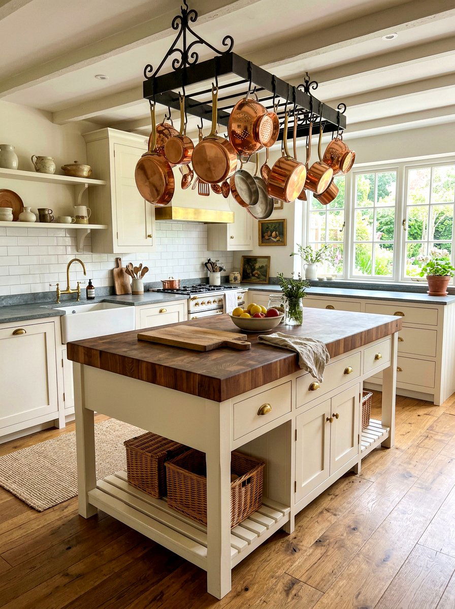 Butcher block kitchen island - 30 double island kitchen ideas