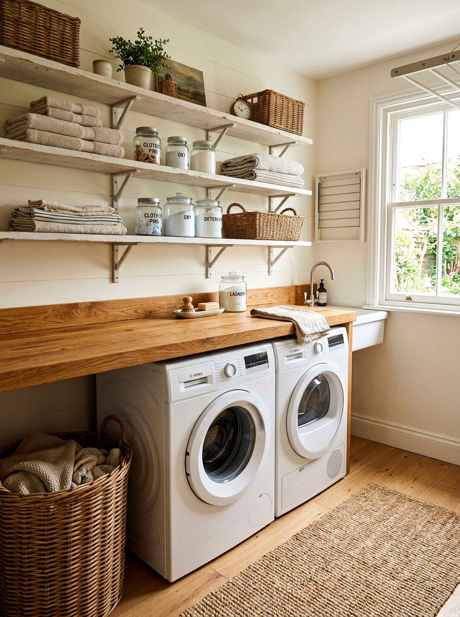 Butcher block laundry counter - 30 mudroom laundry room ideas
