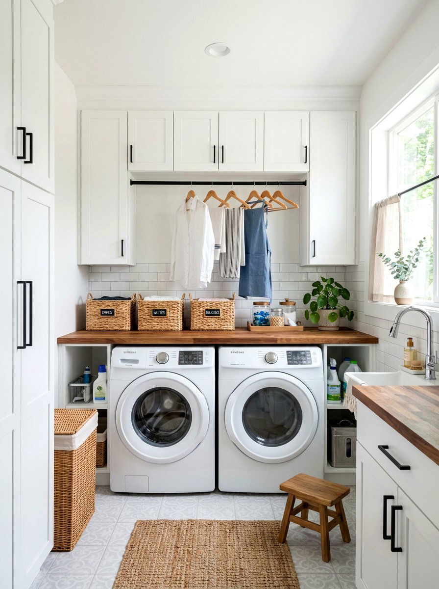 Butcher block laundry room workstation - 30 butcher block countertop ideas