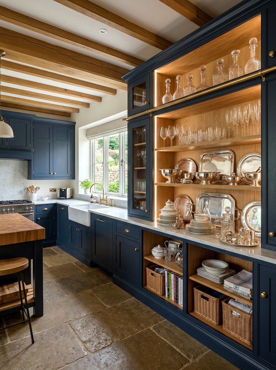 Butler Pantry Shelving - 30 English country kitchen shelf ideas