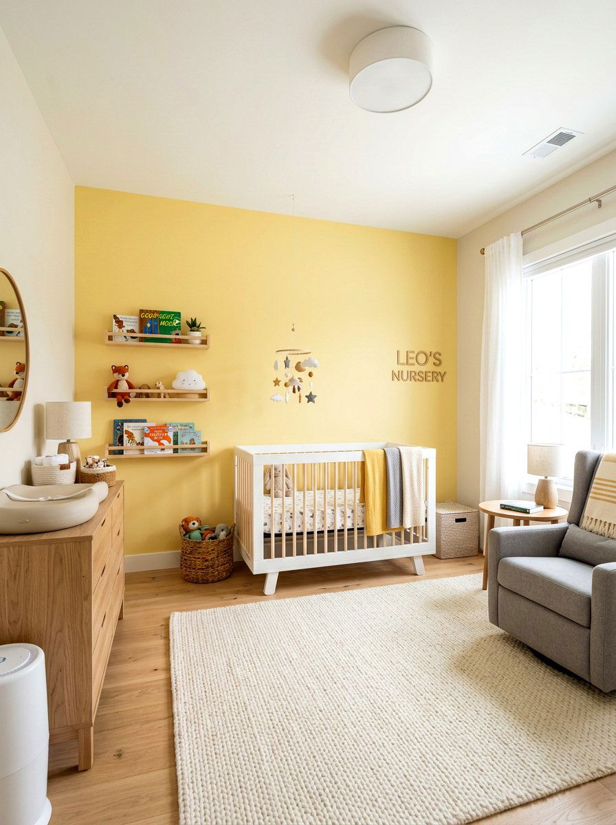 Butter Yellow Accent Wall Nursery - 30 butter yellow nursery ideas
