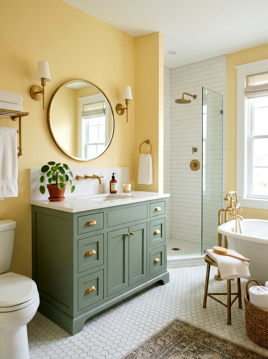 Butter Yellow And Sage Green Bathroom - 30 butter yellow powder room ideas