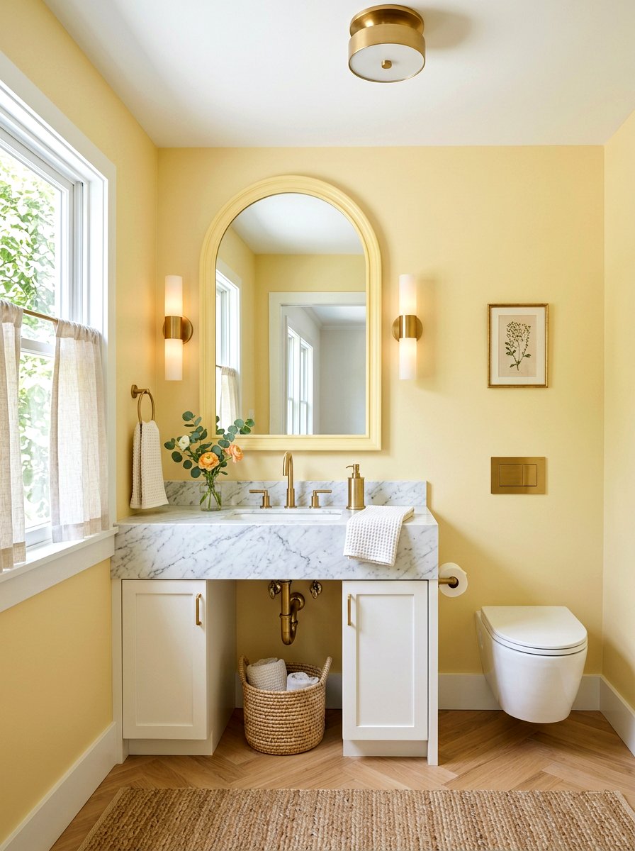30 butter yellow powder room ideas for a bright mini makeover