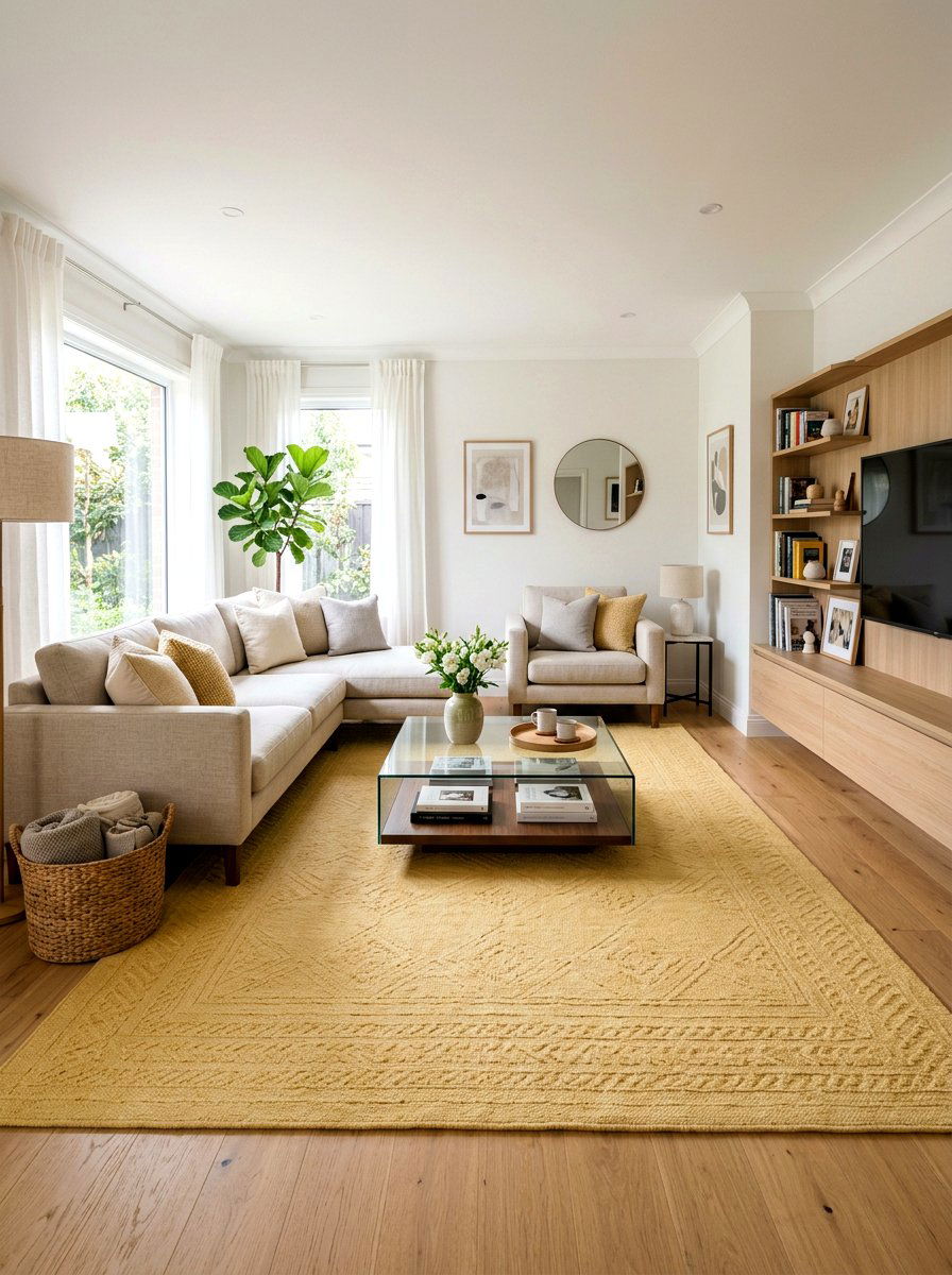 Butter Yellow Area Rug - 30 butter yellow living room ideas