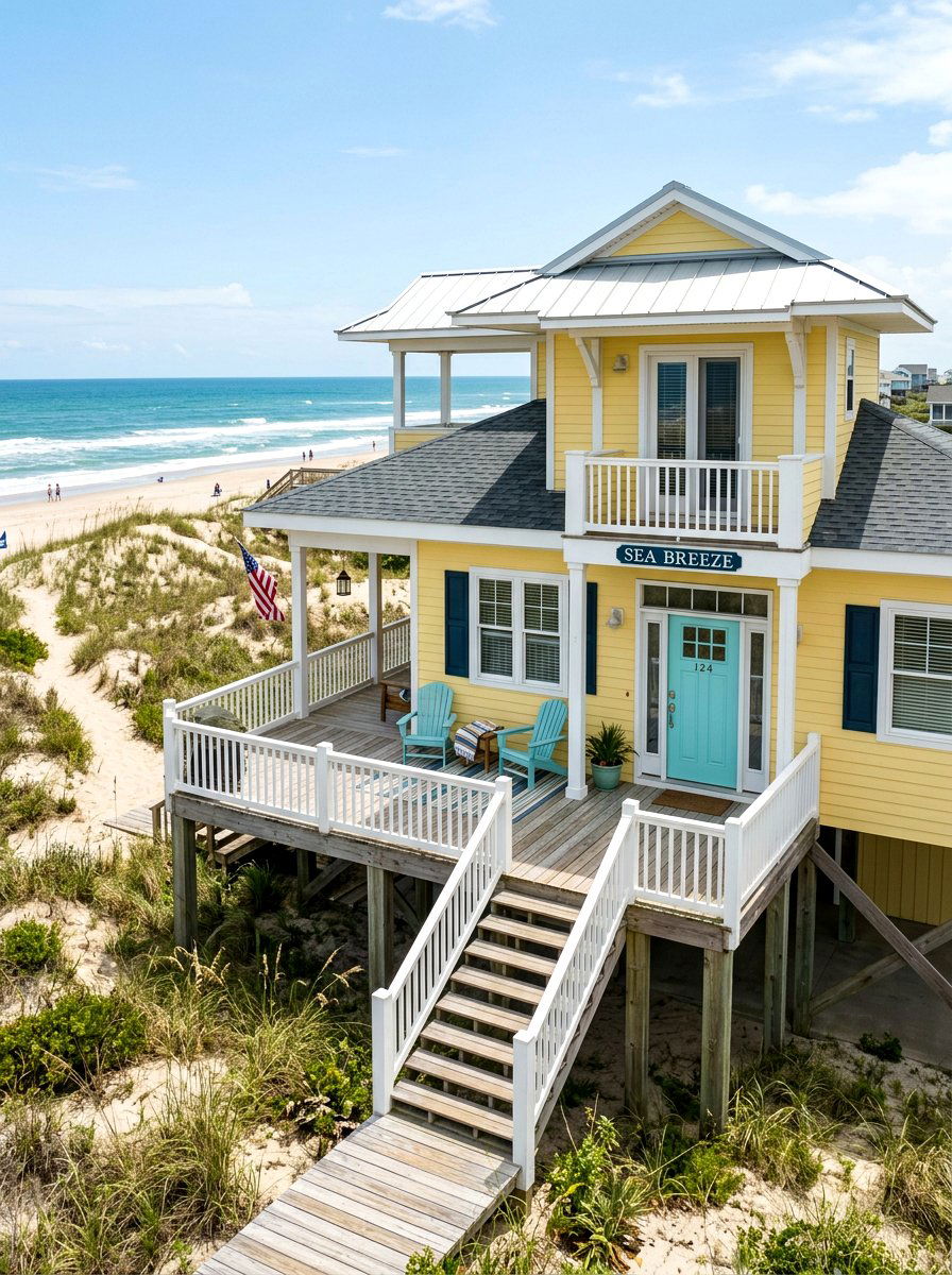 Butter Yellow Beach House - 30 butter yellow exterior ideas