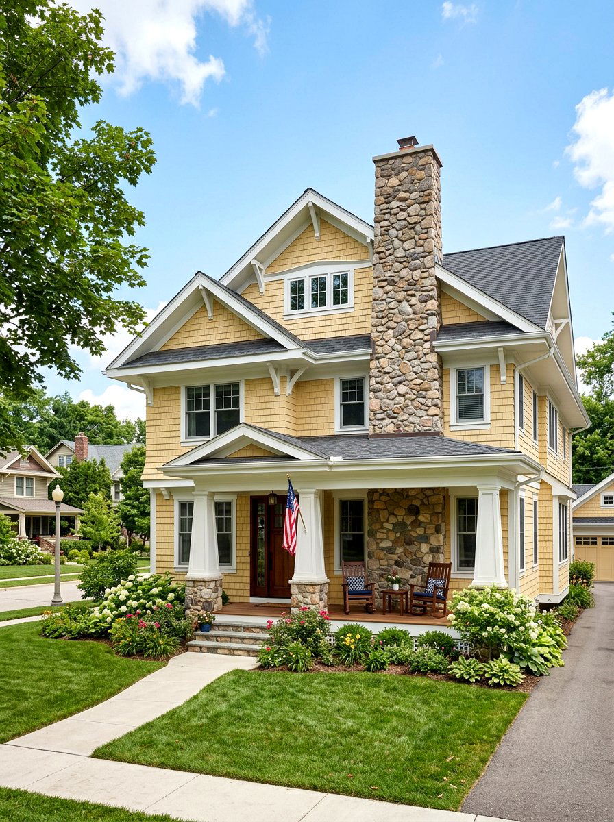 Butter Yellow Craftsman Home - 30 butter yellow exterior ideas