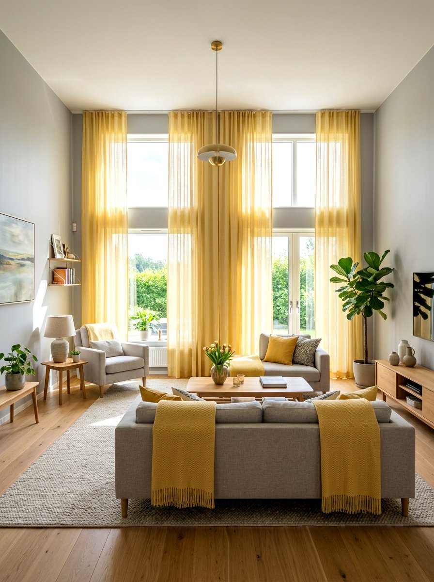 Butter Yellow Curtains - 30 butter yellow living room ideas