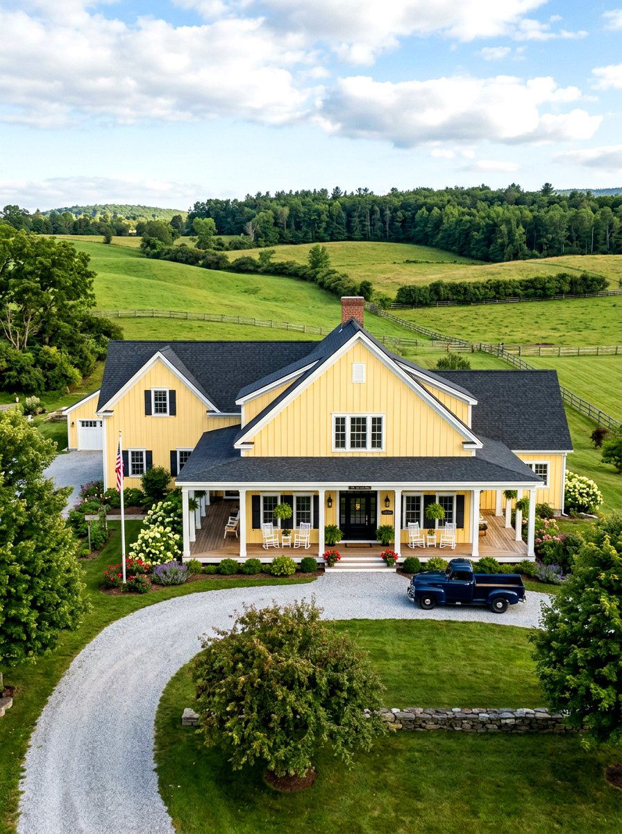 Butter Yellow Farmhouse Siding - 30 butter yellow exterior ideas