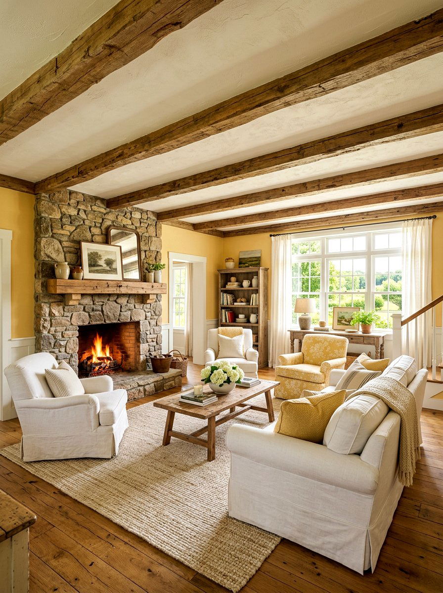 Butter Yellow Farmhouse - 30 butter yellow living room ideas