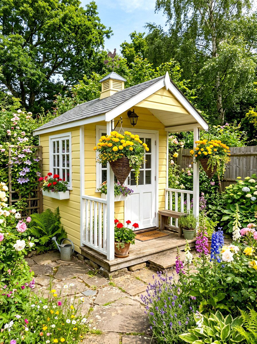 Butter Yellow Garden Shed - 30 butter yellow exterior ideas