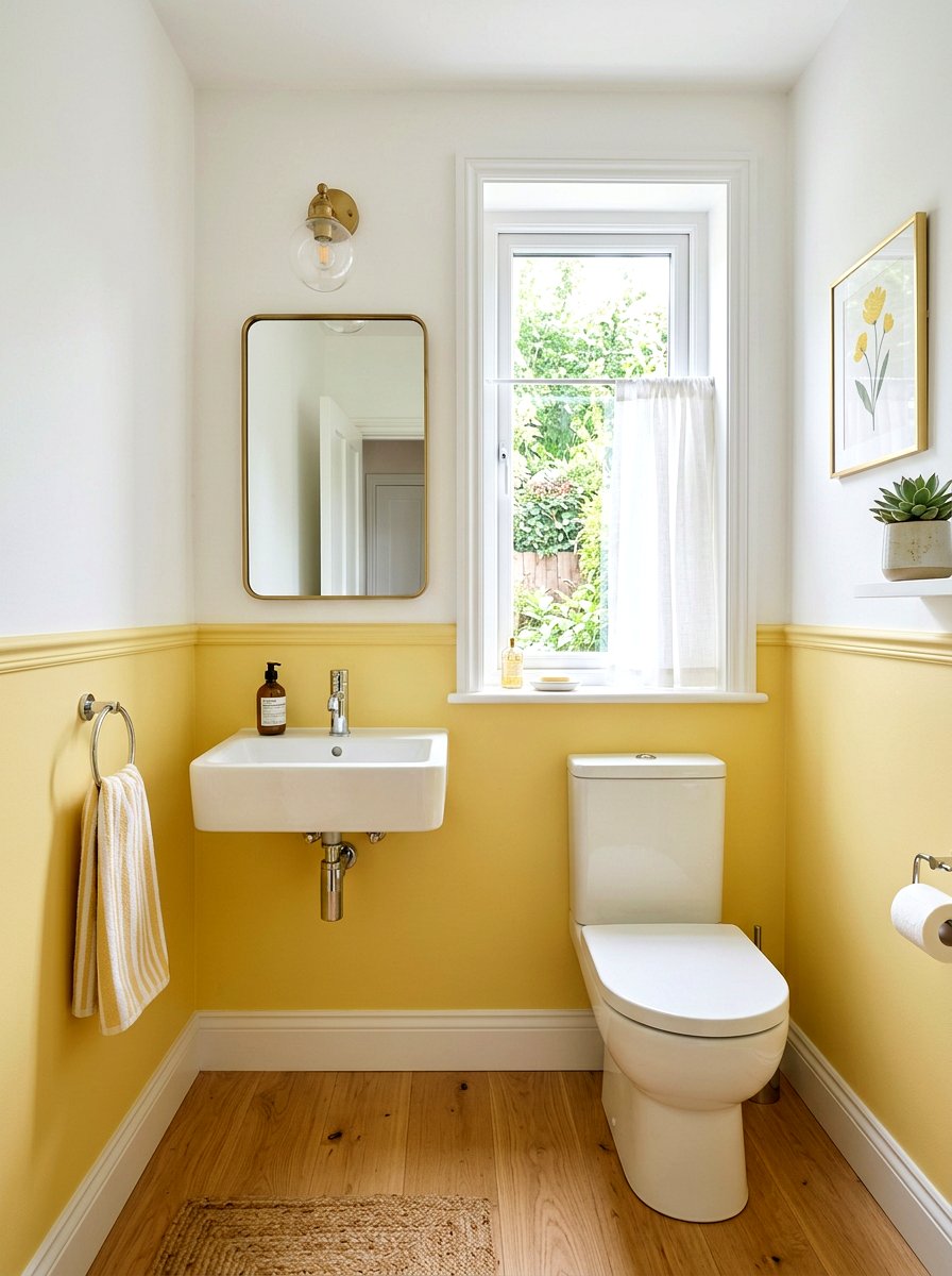 Butter Yellow Half Painted Wall - 30 butter yellow powder room ideas