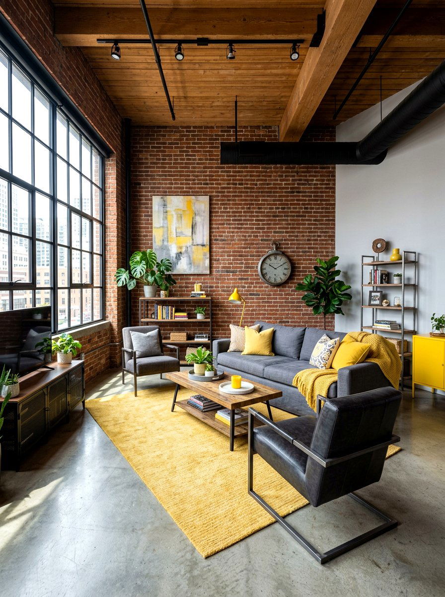 Butter Yellow Industrial - 30 butter yellow living room ideas