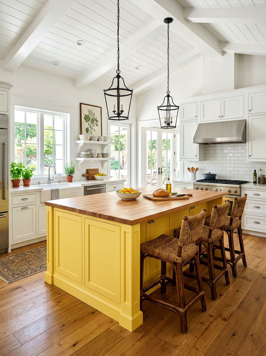 Butter Yellow Kitchen Island - 30 muted yellow kitchen ideas