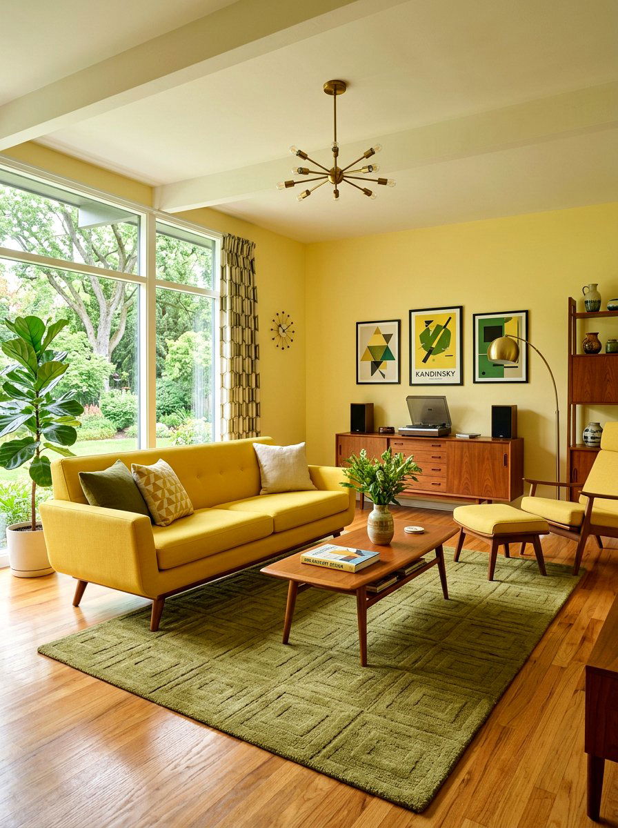 Butter Yellow Mid Century - 30 butter yellow living room ideas