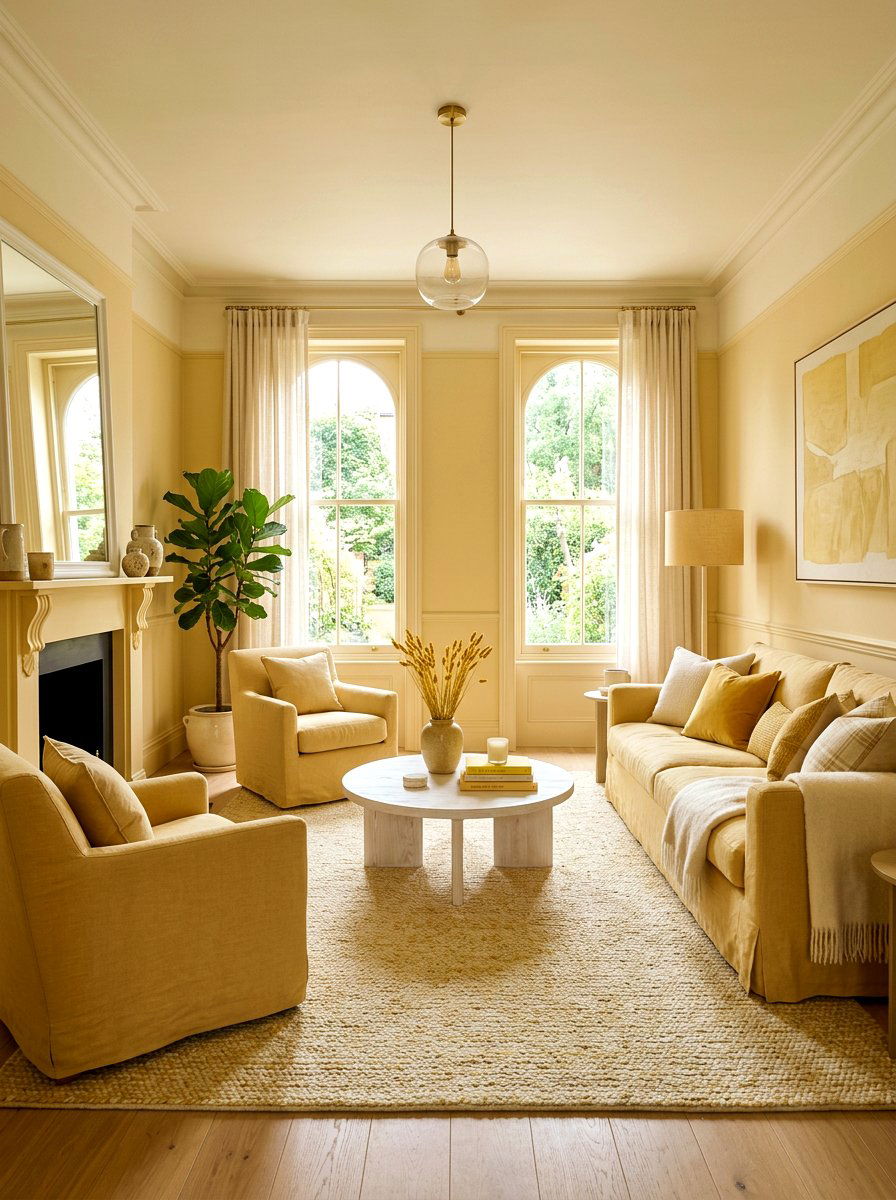Butter Yellow Monochromatic - 30 butter yellow living room ideas