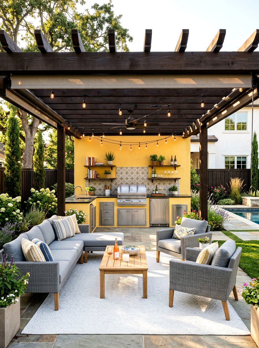 Butter Yellow Outdoor Living Space - 30 butter yellow exterior ideas
